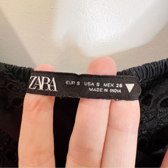 ZARA OPENWORK EMBROIDERED DRESS BLACK | 5107/301 Size S - Picture 10 of 12